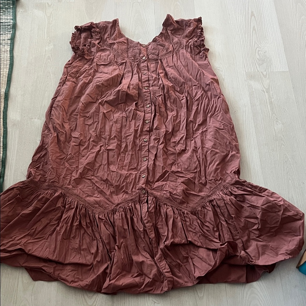 Ruffled Button-Down Dress in Mauve